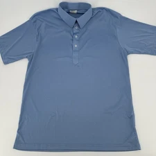 Collars and Co Polo Shirt Mens XL Light Blue Stretch Short Sleeve Casual FLAWS