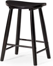 31" Luna Bar Stool with Rustic Black Wood Finish - Artisan Crafted Backless Bar