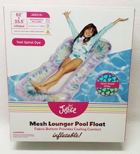 Justice Mesh Lounger Pool Float, Teal Spiral Dye, Ages 6 /New