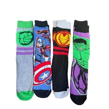 Marvel Avengers Socks 4-Pack Hulk Captain America Iron Man Superhero 9-11.5