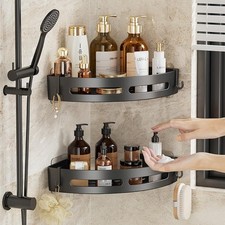 3pcs Strong Adhesive Shower Shelf No Drill Waterproof Bathroom Organizer Holder