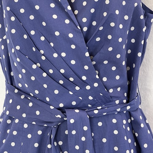Vtg Black Label Polka Dot Blue Dress By Evan Picone Sleeveless Knee Length Sz 12 - Picture 8 of 16