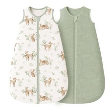 Muslin Baby Sleep Sack 0-6 Months 0.8 TOG, 2 Pack 100 Cotton Wearable Blanke...