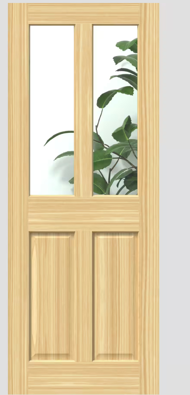 Internal Pine Victorian 4 Panel 2 Light Clear Glazed