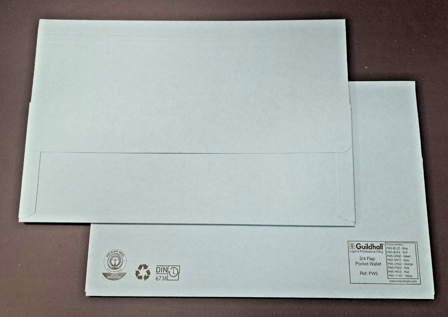 BOX of 25x GUILDHALL 3/4 FLAP 315gsm BLUE DOCUMENT WALLETS EXACOMPTA PW5-BLUZ