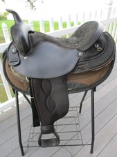 16'' Black Big Horn  105 Western Barrel/ Trail saddle QH BARS LEATHER/CORDURA