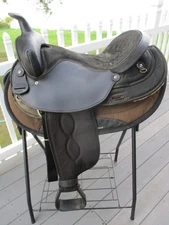16''  Black Big Horn # 105 Western Barrel/ Trail saddle QH BARS LEATHER/CORDURA