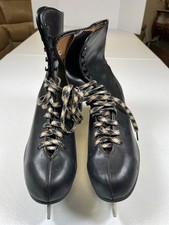 Vintage Leather Ice Skates Rustic Farmhouse Winter Christmas Decor Black