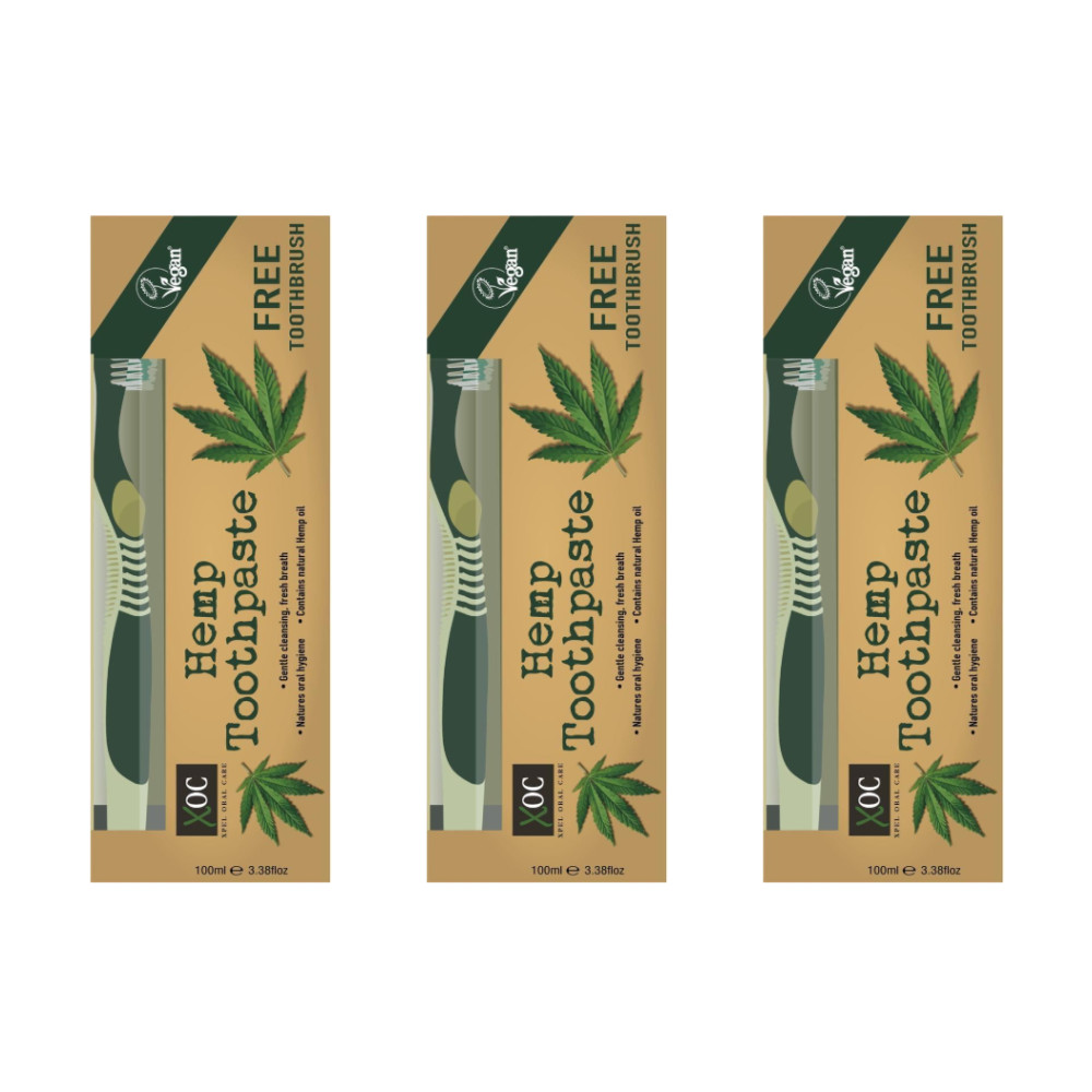 Xpel Oral Care Hemp Toothpaste 100ml With Free ToothBrush- Pack of 3