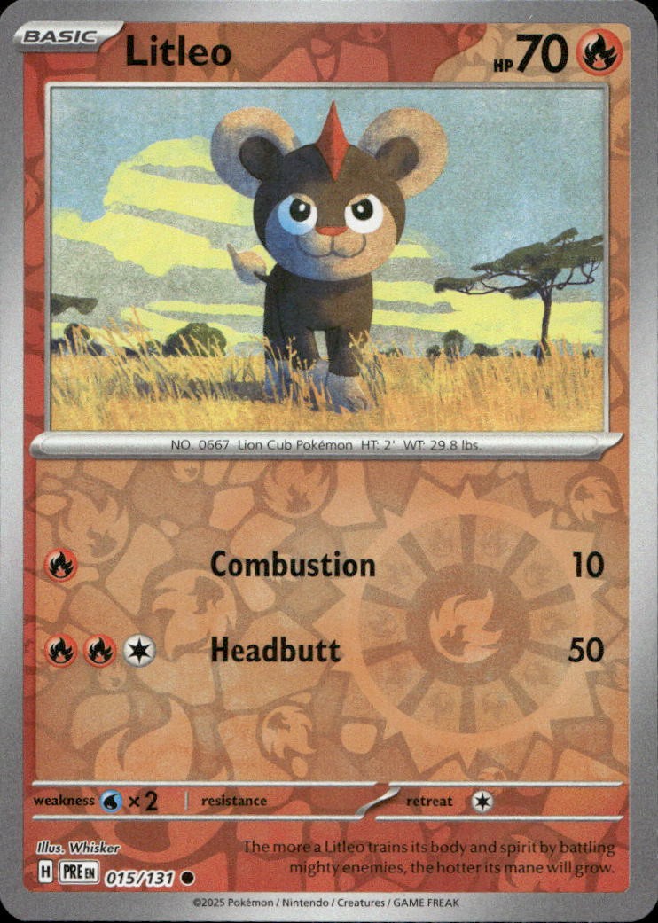 Litleo 015/131 SV Prismatic Evolutions Reverse Holo C NM English Pokémon