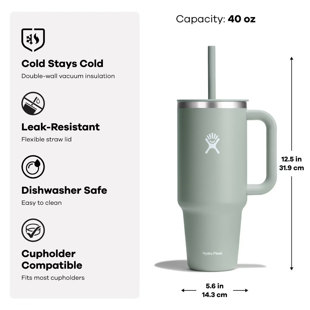 Hydro Flask 40oz All Around Travel Straw Tumbler - Agave