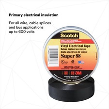 Scotch  Vinyl Electrical Tape Super 88, 3/4 in x 44 ft, Black, 10rolls/carton