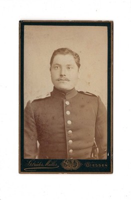 CDV Foto Soldatenportrait / Soldat - Gießen 1880er