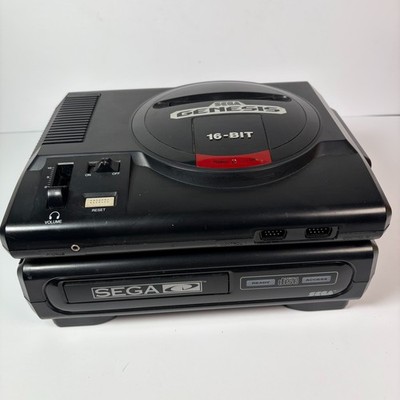 Sega Genesis w/ Sega CD Model 1 Console No Cables Untested As Is Parts/Repair