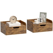 HOMCOM Floating Nightstands Set of 2, Nightstand with Drawer, Rustic Brown