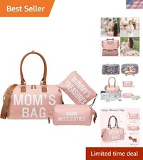 Large Capacity Pink Tote for Moms - Perfect Diaper Bag for Weekend Getaways