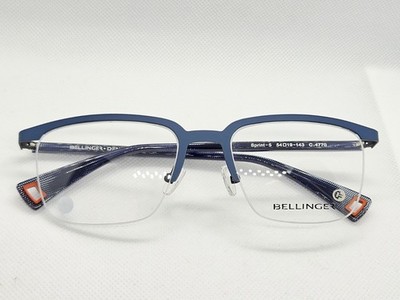 Bellinger Denmark Sprint 5 4770 Blue 54-19-143 Eyeglasses Frames Half Rim Men's 