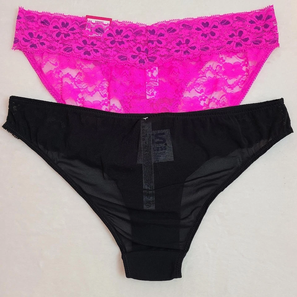 Bragas de bikini descaradas de encaje sexy Candies & UO 2pk talla M - rosa y negro Foto 3 de 4