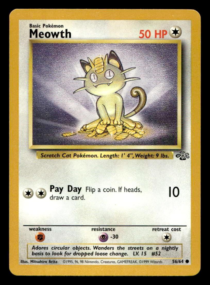 Pokemon Card Jungle Meowth 56/64 Common