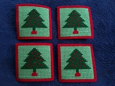 Needlepoint Christmas Tree Coasters