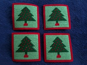 Needlepoint Christmas Tree Coasters