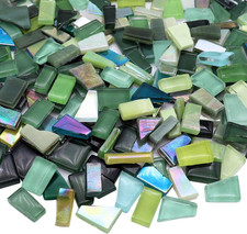 1.1LB Green Mixed Irregular Glass Scraps Mosaic Tiles for Crafts - Hand-Cut Mosa