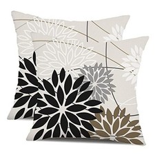 Outdoor Pillow Covers 16x16 Inch Set of 2 16" x 16" Pack of 2 Black Brown