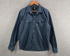 G Star Raw Blue Denim Retro Western Casual Pearl Snap Button Shirt Slim XXL