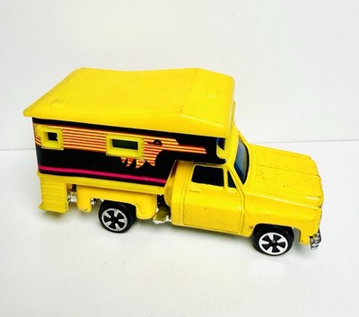 Vintage 1980s Kidco Pickup Truck with Camper Yellow Hong Kong Tough Wheels