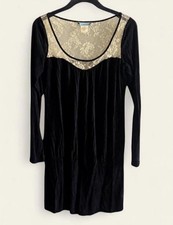 GUESS by Marciano Black Long Sleeve Cream Lace Panel Mini Dress Medium