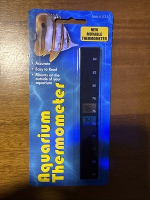LCR Hallcrest Vertical LCD Aquarium Thermometer Moveable Accurate Easy to Read