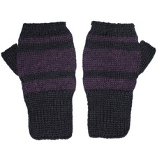 Chic 100 Alpaca Fingerless Mittens - Black / Mulberry S