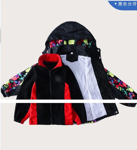 Giacche da sci impermeabili bambini ragazzi cappotti rimovibili in pile caldo - Foto 2 di 14