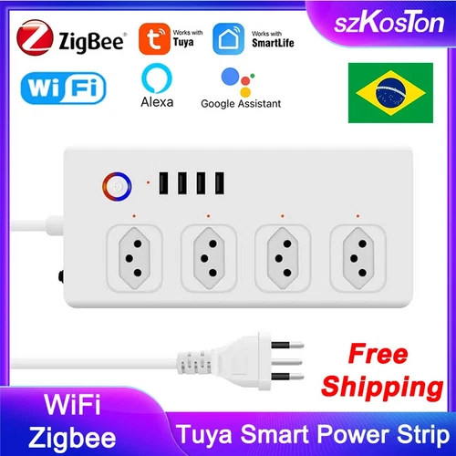 Power Strip Wifi Tuya Smart Plug Power Strip Extension Cord Surge Protector