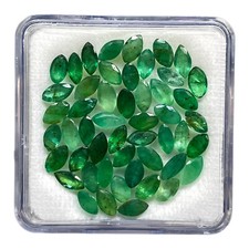 50 Pcs Natural Emerald Marquise Cut 10.30 Cts Lot 5-6mm Green Loose Gemstones