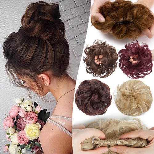 Real as Human Messy Bun Hairpiece Scrunchie Updo Wrap on Ponytail Hair