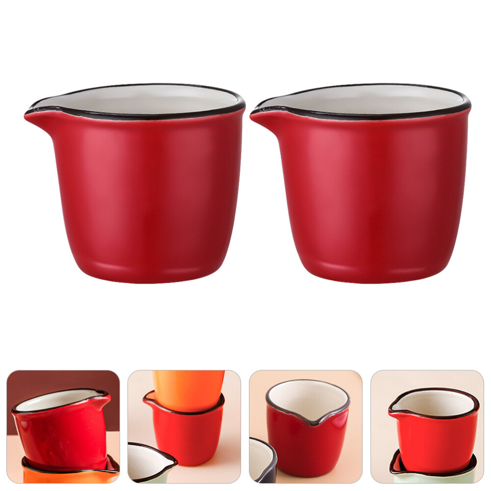 2 Pcs Milk Cups Ceramics Jugs Mini Small Lovers Heater Dispenser eBay