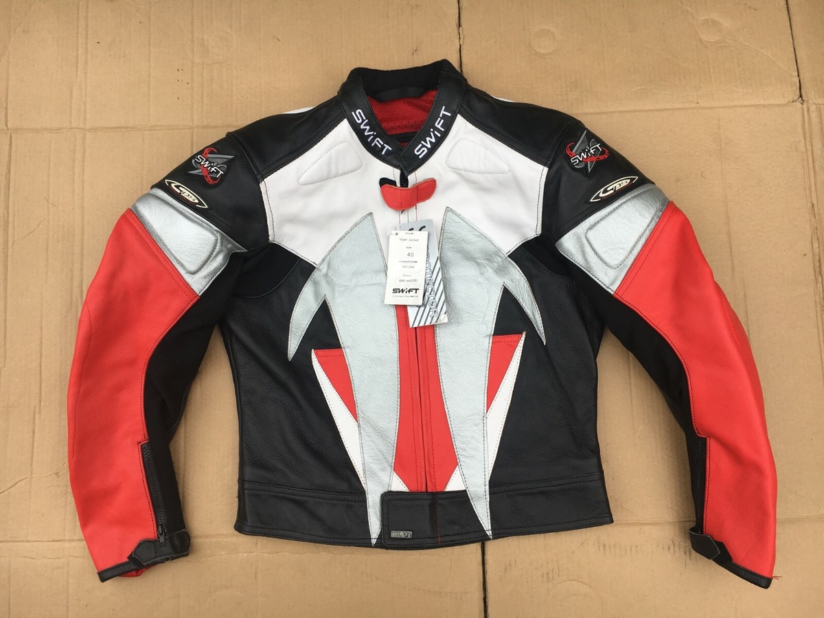 SWIFT Mens Race Leather Motorcycle Motorbike Jacket Size UK 36