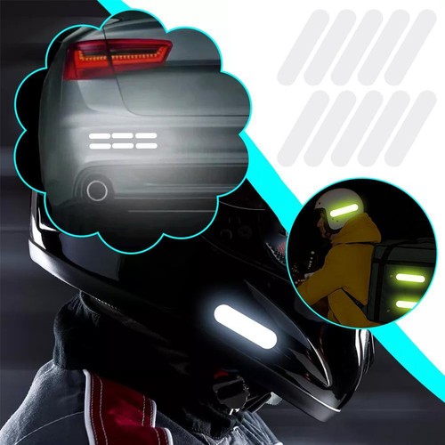 10x Retro Reflektierende Streifen Aufkleber für Motorrad Helm Reflektor Warnung - Bild 9 von 19