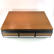 Cassette Tape Storage Organizer 3 Drawer Faux Wood Grain Holds 36 Cassettes VTG