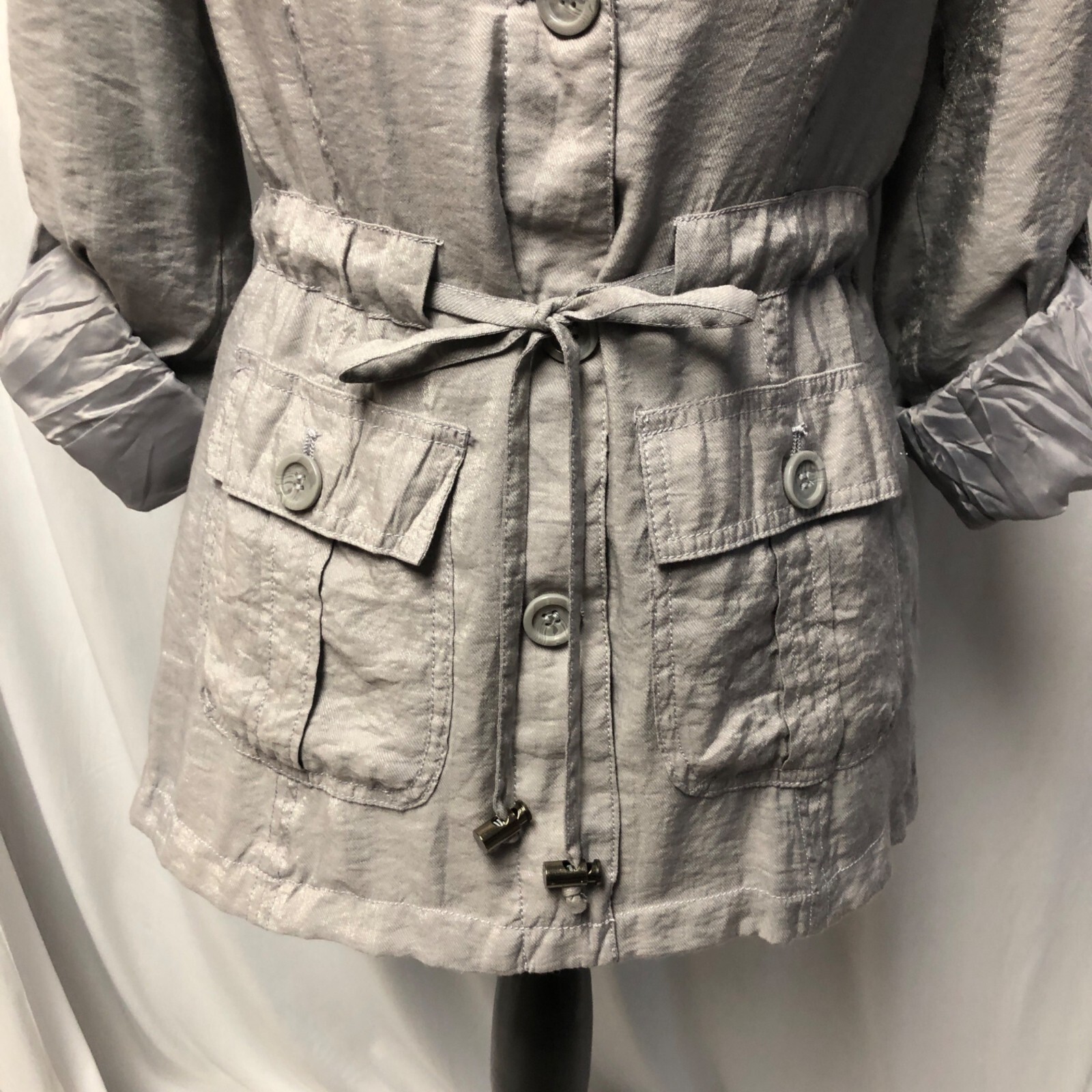 Basic Edge Jacket Womens Small Gray Shimmer Milit… - image 3