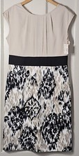 Dressbarn Dress Size 10 NWT Black Tan Floral Sleeveless Minimalist Corpcore City