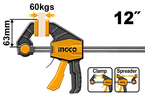 Ingco Quick Action Bar Clamp 63X150Mm 63X300Mm 63X450Mm - Picture 4 of 5