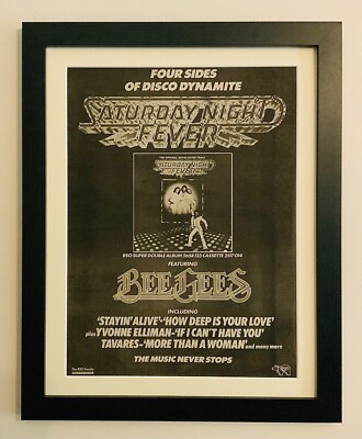 SATURDAY NIGHT FEVER+BEE GEES+1978+ORIGINAL POSTER SIZED AD+FRAMED