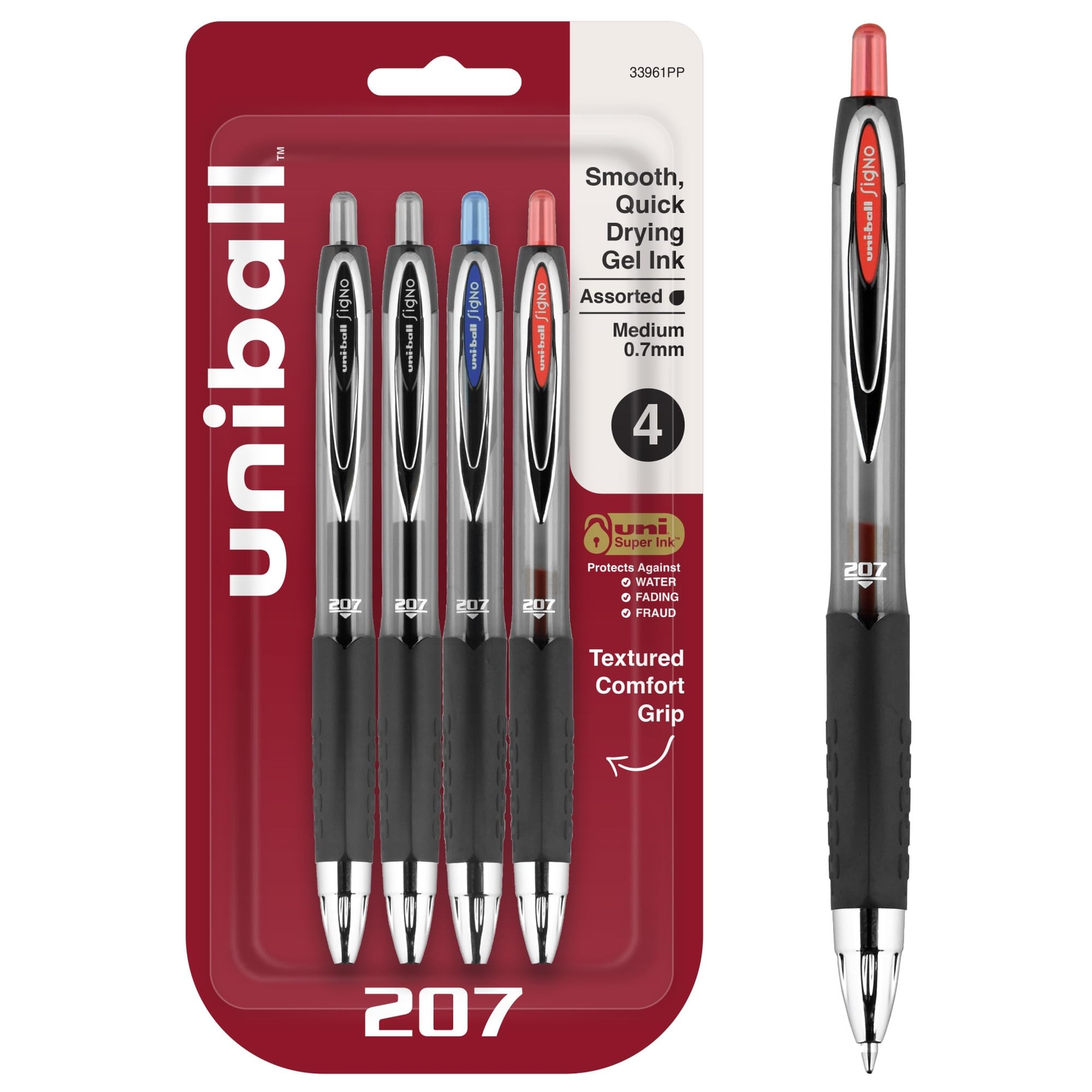 Uniball Signo 207 Gel Pen 4 Pack 0.7mm Medium Assorted Pens Gel Ink Pens | Of...