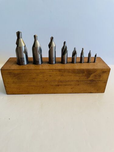 7 piece Center Drill Set #1 - #8 With Wooden Storage Block