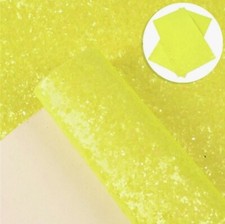 Super chunky Neon Yellow Glitter FAUX LEATHER ROLL 12 x 55" WHOLESALE