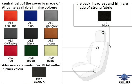 TAILORED SEAT COVERS For FORD S-MAX 7 SEATS 2016-2022 ART. LEATHER & ALICANTE - Picture 5 of 12