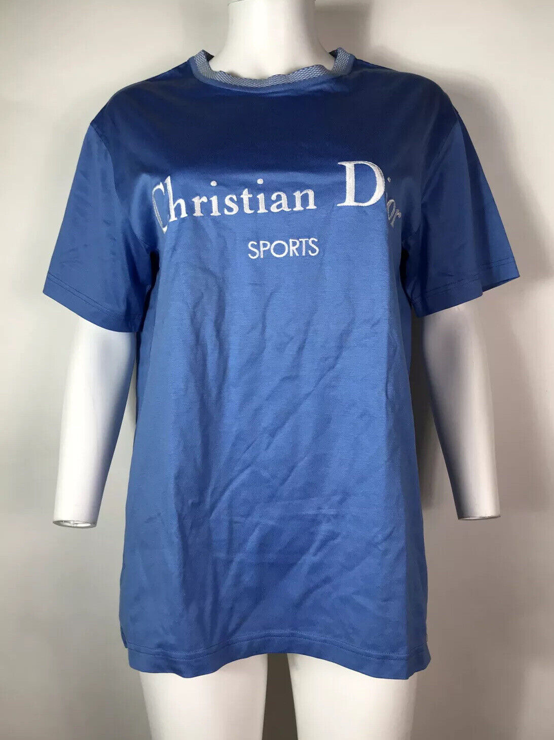 Rare Vtg Christian Dior 80s Blue Embroidered Logo… - image 3