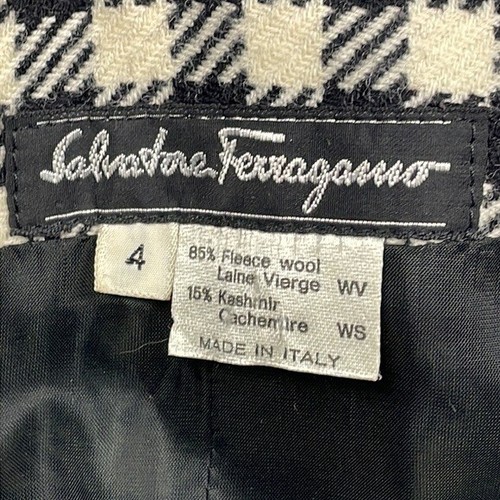 Blazer Salvatore Ferragamo Negro Blanco Cuadros Cuadros Cuadros Mini Vestido Chaqueta Talla 4 - Imagen 8 de 14